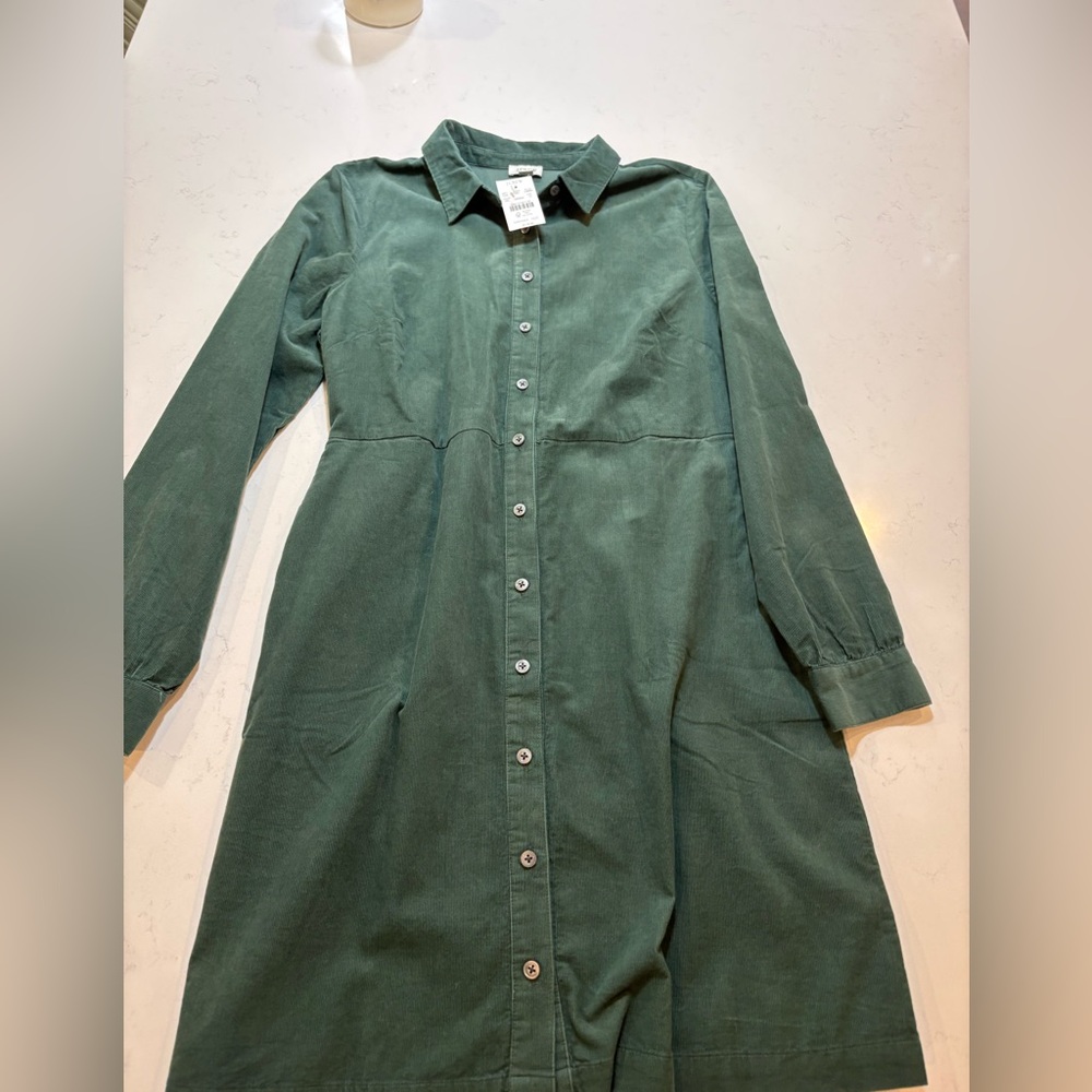 J. Crew Sage Green Corduroy Shirt Dress